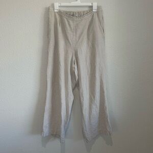 Madewell Womens M/L Linen Blend Pull on Wide Leg Pants Oatmeal Coastal Boho